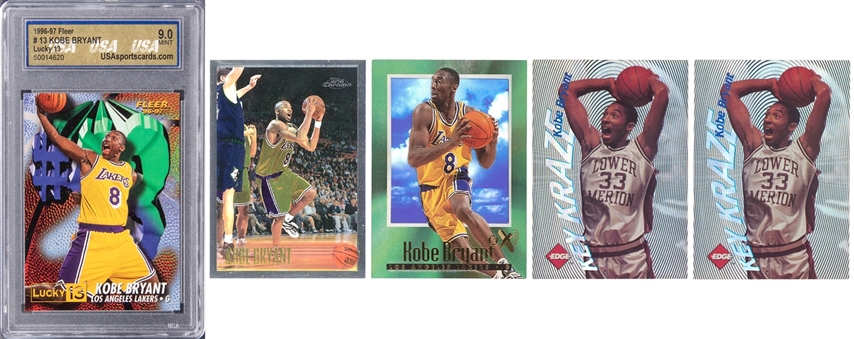 1996/97 Assorted Kobe Bryant Rookie Card Collection (5) Including Topps Chrome